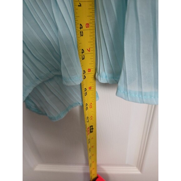 Boohoo Dress Sz 6 Pastel Blue Cinched Waist Puffy Sleeves Lined Polyester NWT - Picture 10 of 13